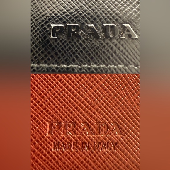 PRADA Saffiano Leather Long Wallet Black  Burgundy Multi-Color Interior - Picture 11 of 12